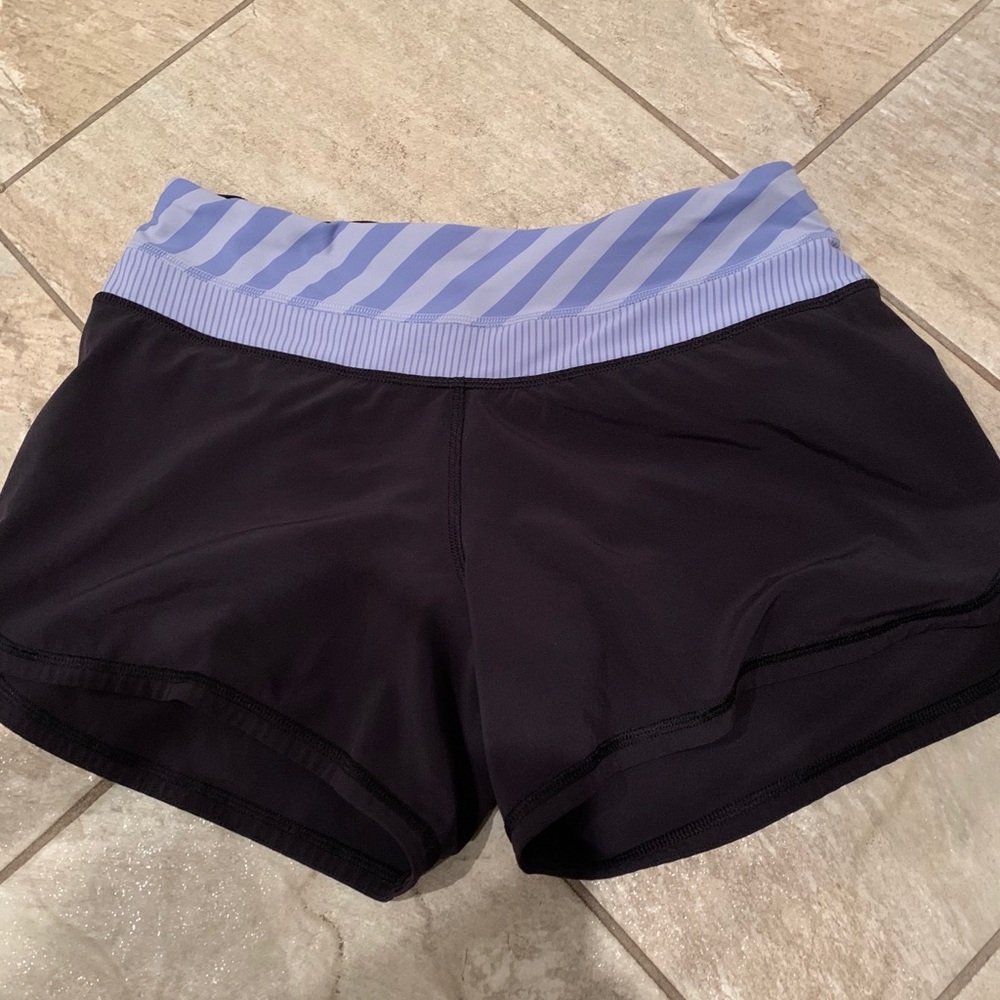 lululemon athletica Black and Light Blue Athletic Shorts